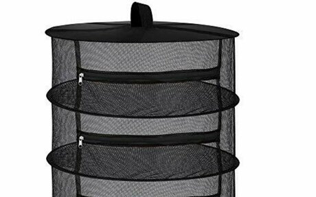 Desy Feeci 4 Layer Mesh Hanging Herb Drying Rack Dry Net with Zippers Black