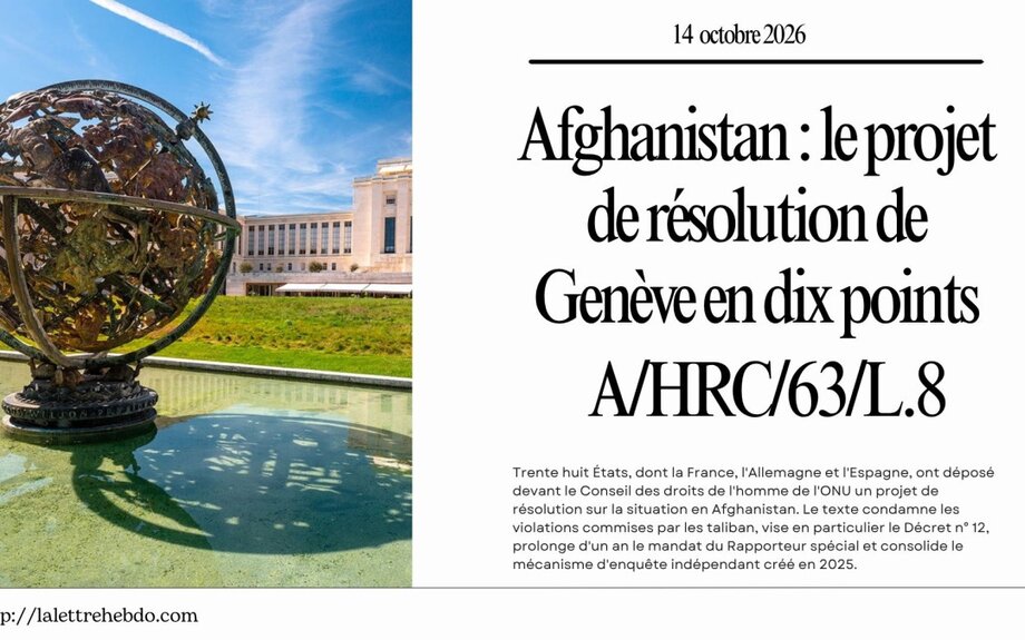 Afghanistan : le projet de résolution de Genève en dix points - LA LETTRE d'AFGHANISTAN