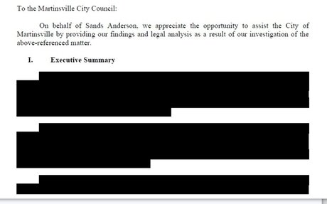 Paint it black: Martinsville’s report on former city manager almost entirely redacted